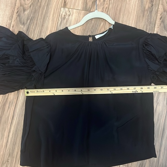 Marie Oliver Ferne Top | Black Ruffle Puff Sleeve Blouse | Silk Blend | Size S - Picture 6 of 9
